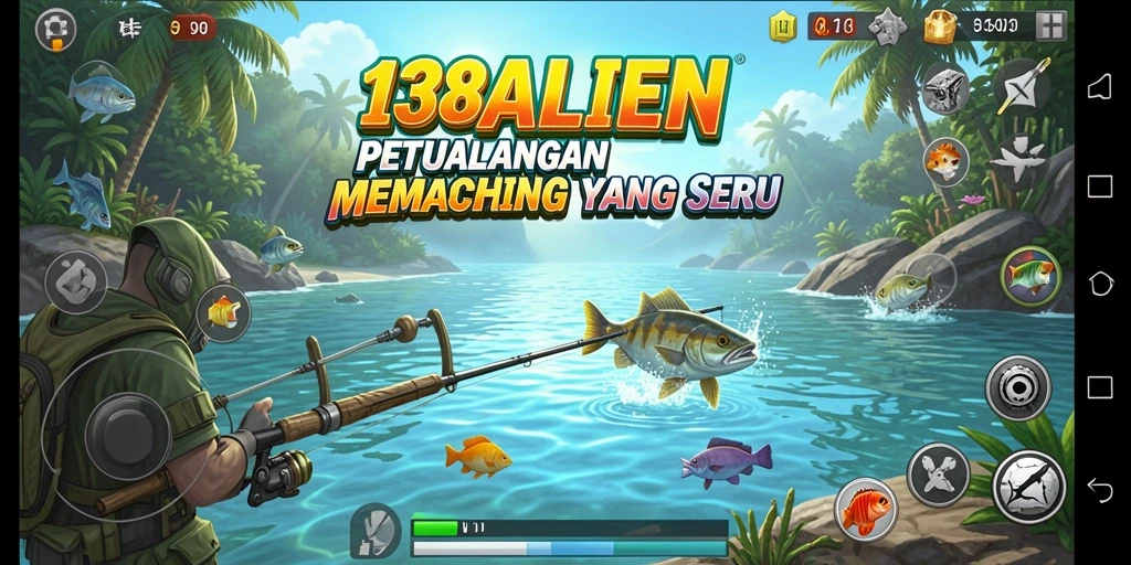 Screenshot dari gameplay 138ALIEN yang menunjukkan aksi memancing yang mendebarkan.