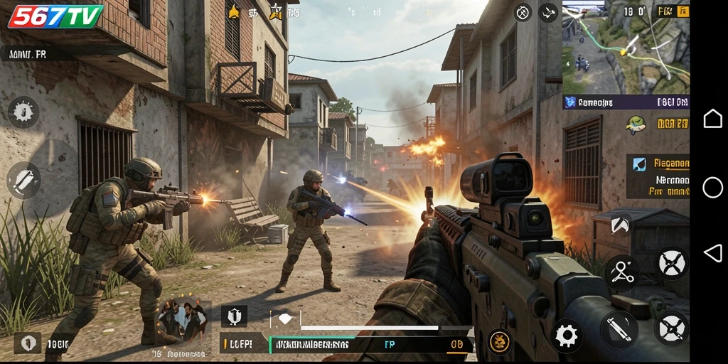 Tampilan gameplay seru dalam 567TV dengan aksi tembak-menembak yang intens.