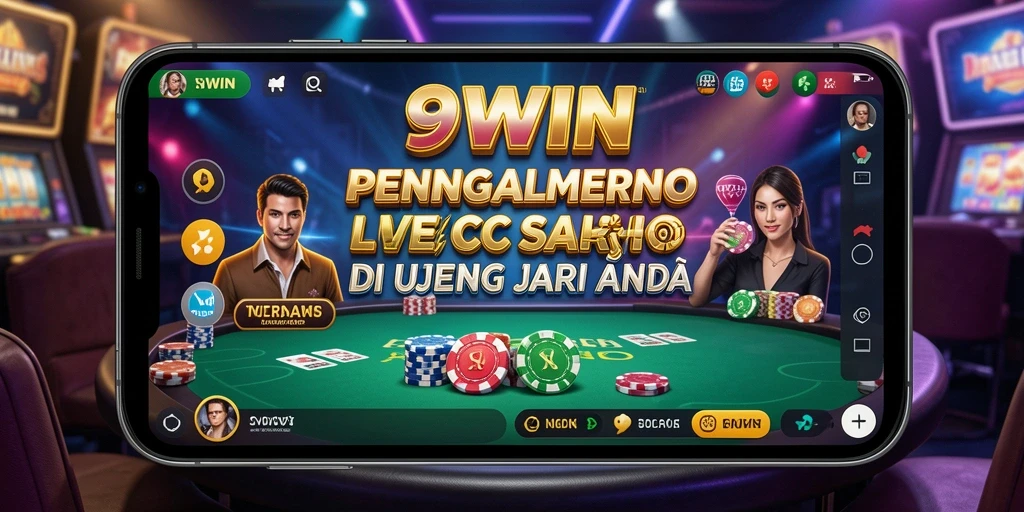 Tangkapan layar gameplay 9WIN menampilkan dealer dan pemain berinteraksi langsung.