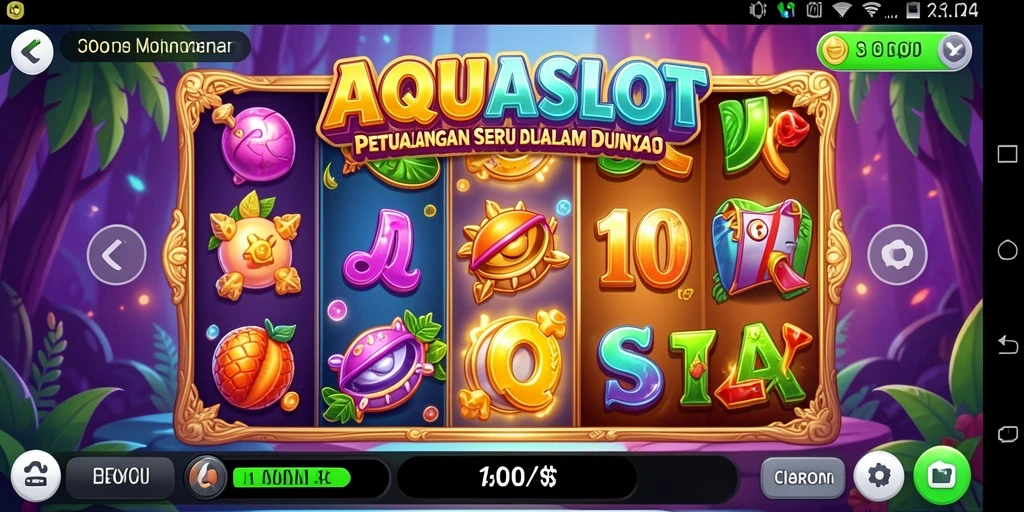Tampilan gameplay AQUASLOT yang penuh warna dan mendebarkan.