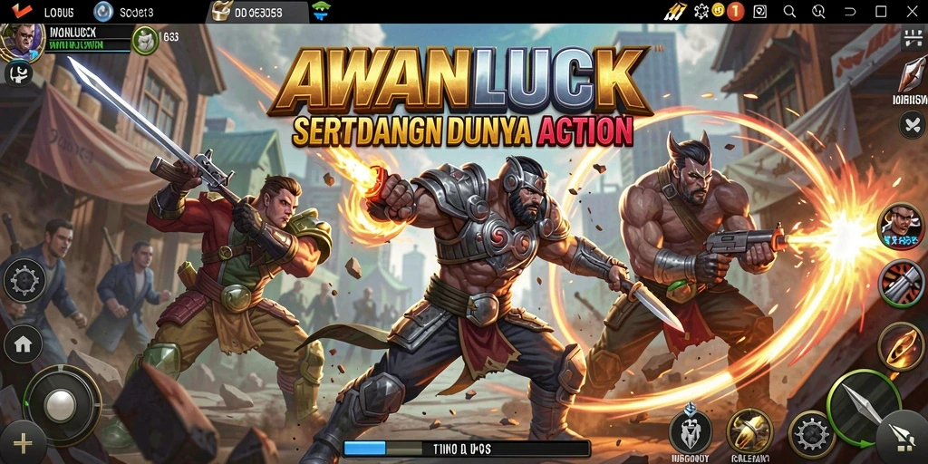 Screenshot menunjukkan aksi seru dan pertarungan intens dalam AWANLUCK.
