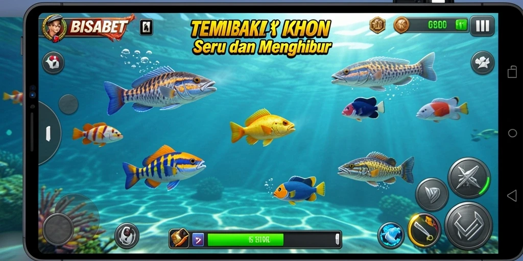 Screenshot gameplay <strong>BISABET</strong> menampilkan aksi menembak ikan yang mendebarkan.