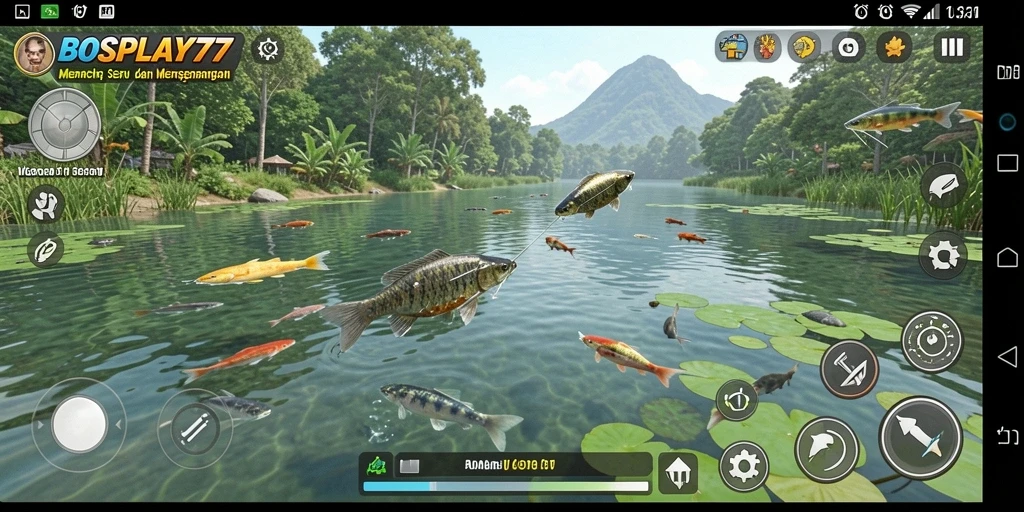 Tampilan gameplay menarik dari BOSPLAY77 dengan aksi memancing seru.