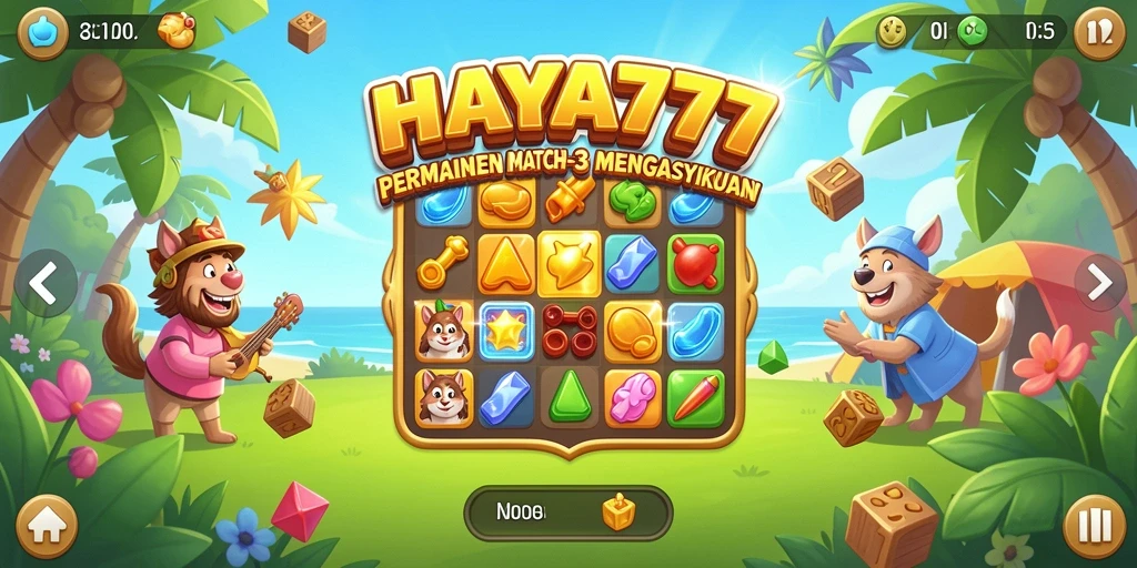 Tampilan menawan gameplay HAYA777 dengan penyelesaian level Match-3.