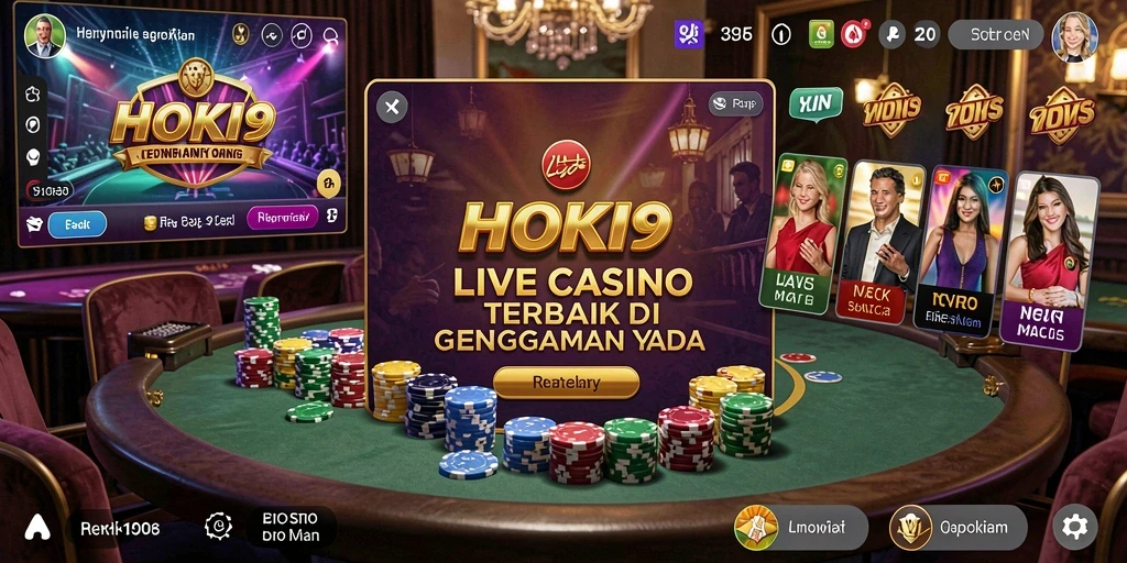 Tampilan gameplay HOKI9 yang menegangkan dengan dealer langsung.