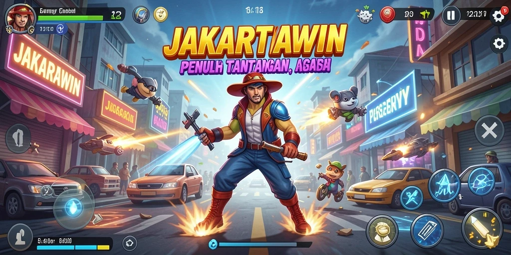 Screenshot dari gameplay <strong>JAKARTAWIN</strong> menampilkan aksi seru dan tantangan yang ada.