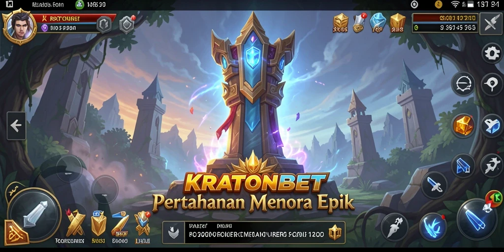 Screenshot KRATONBET menampilkan aksi pertahanan menara yang mendebarkan.