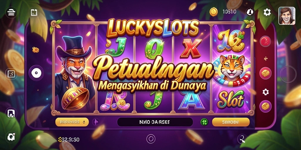 Tangkapan layar LUCKYSLOTS menampilkan petualangan seru dalam permainan slot yang kaya akan visual.