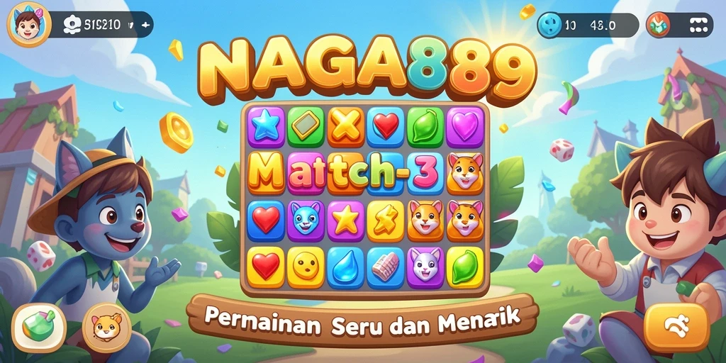 Screenshot NAGA889 menampilkan aksi seru mencocokkan benda-benda berwarna.