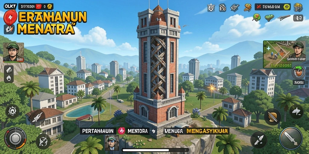 Tampilan menarik dari gameplay Tower Defense OLX17.