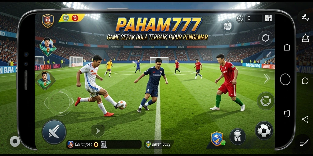 Tampilan gameplay seru dalam PAHAM777 dengan aksi sepak bola yang mendebarkan.
