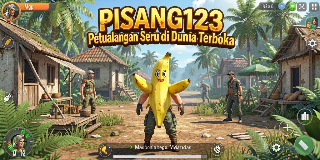 Gameplay PISANG123 yang menampilkan petualangan di dunia terbuka.