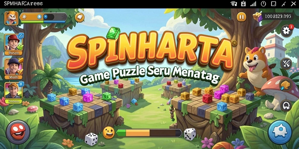 Tampilan gameplay SPINHARTA yang menantang dan penuh warna.