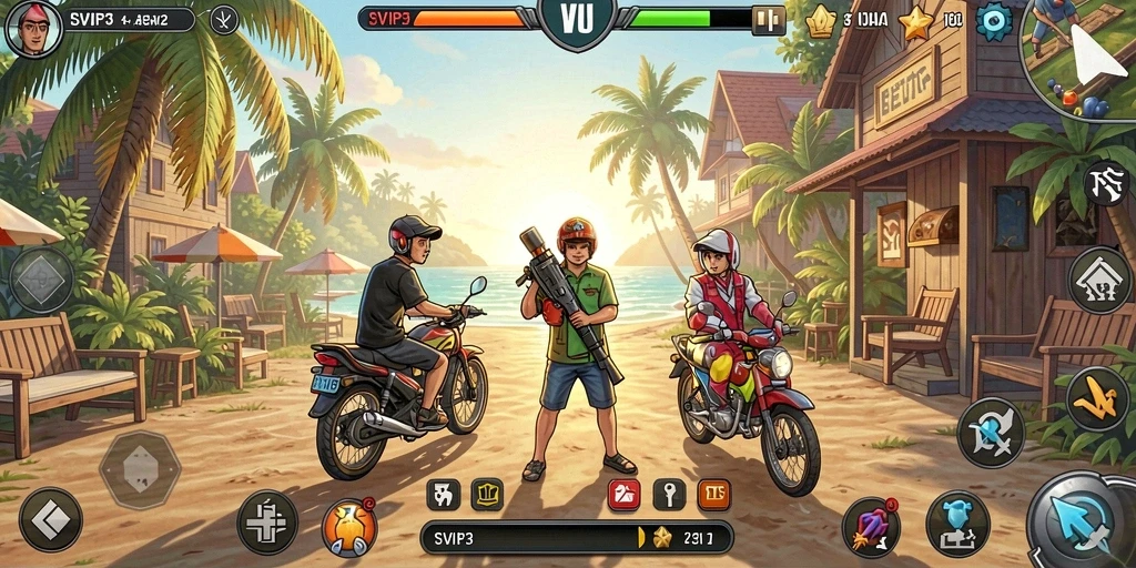Tampilan gameplay SVIP3 yang ceria dan menghibur.