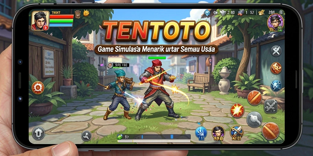 Tangkapan layar gameplay TENTOTO menampilkan interaksi seru di dunia virtual.
