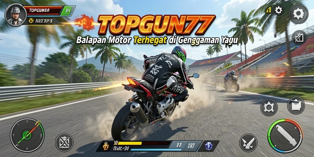 Gameplay seru balapan motor dalam TOPGUN77 yang menegangkan.