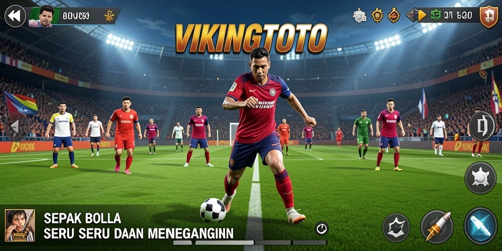 Tampilan gameplay VIKINGTOTO dengan aksi sepak bola yang menegangkan.