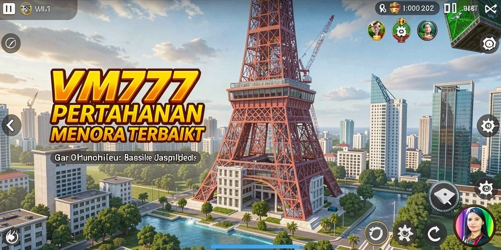 Tampilan gameplay seru VM777 dengan aksi menara pertahanan.