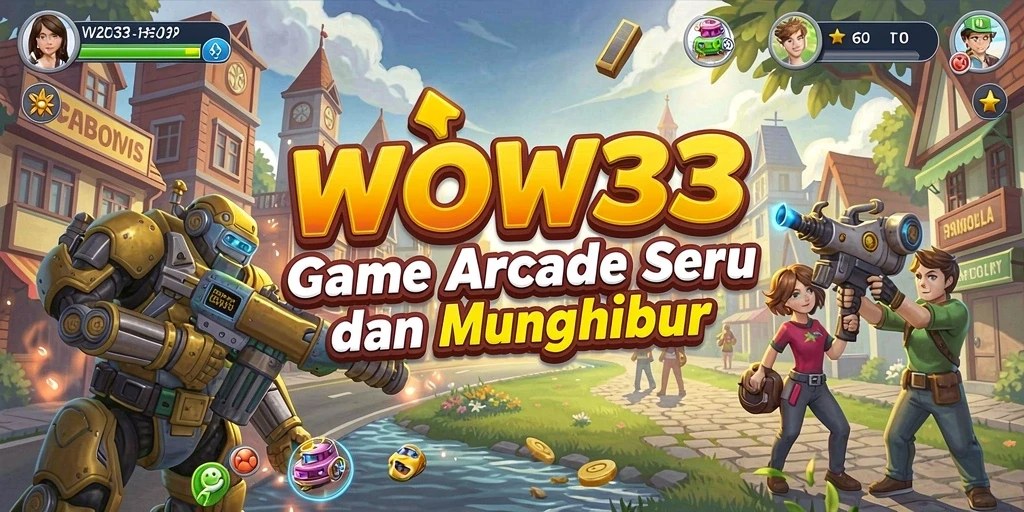 Tampilan screenshot WOW33 menunjukkan pemain yang beraksi penuh semangat dalam game Arcade.